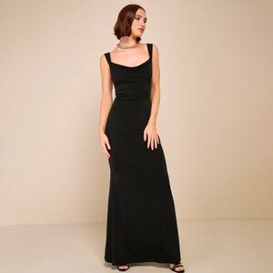 Lulus, Glamour Black Backless Column Maxi Dress